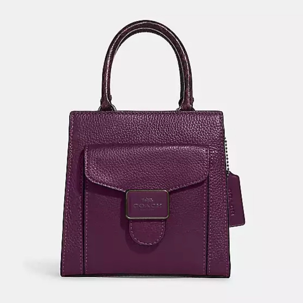 Coach Mini Pepper Crossbody in Black Antique Nickel/Boysenberry, NWT - Picture 7 of 12